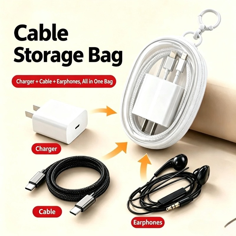 Cable Organizer Bag - Tragbare Reise-Wasserdichte Datenkabel-Aufbewahrungstasche Transparente PVC Multifunktionale