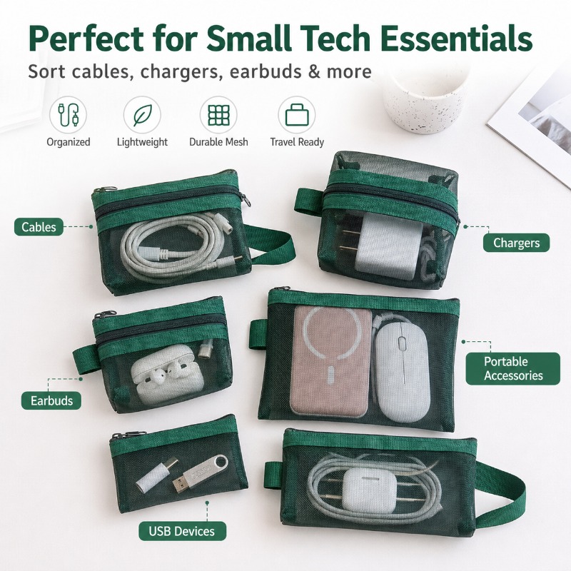 6-teiliges Set Tragbare Netz-T – Tech Accessories Travel Organizer Pouch Bewertung und Preis
