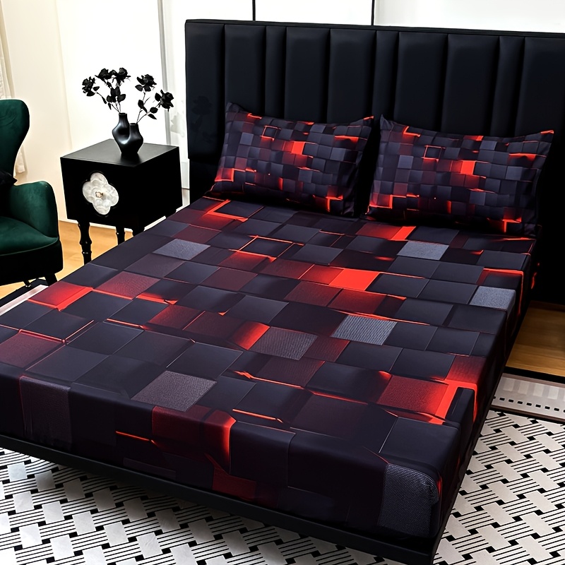 Tech-Red Plaid Spannbettlaken- – Tech Acc Bewertung und Preis